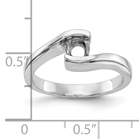 14k White Gold (Holds 1/2 carat (5.00mm) Round) Half-Bezel Bypass Solitaire Engagement Ring Mounting