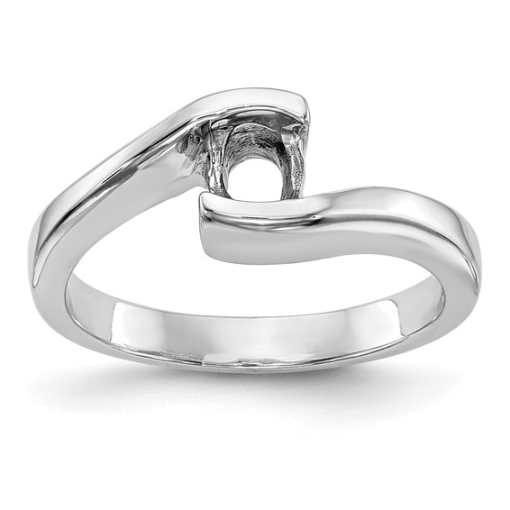 14k White Gold (Holds 1/2 carat (5.00mm) Round) Half-Bezel Bypass Solitaire Engagement Ring Mounting