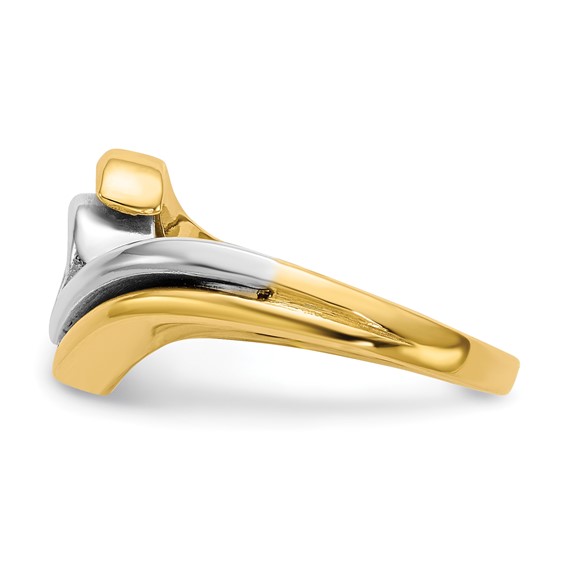 14k Two-tone Peg Set Bypass Solitaire Engagement Ring Mounting