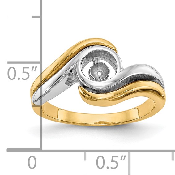 14k Two-tone Peg Set Bypass Solitaire Engagement Ring Mounting