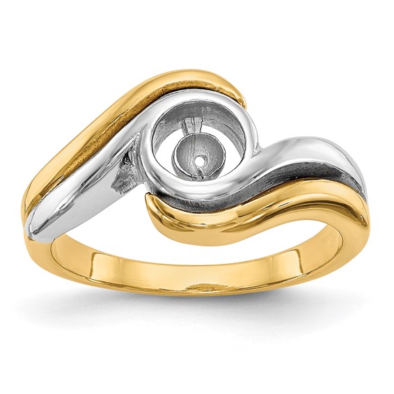 14k Two-tone Peg Set Bypass Solitaire Engagement Ring Mounting