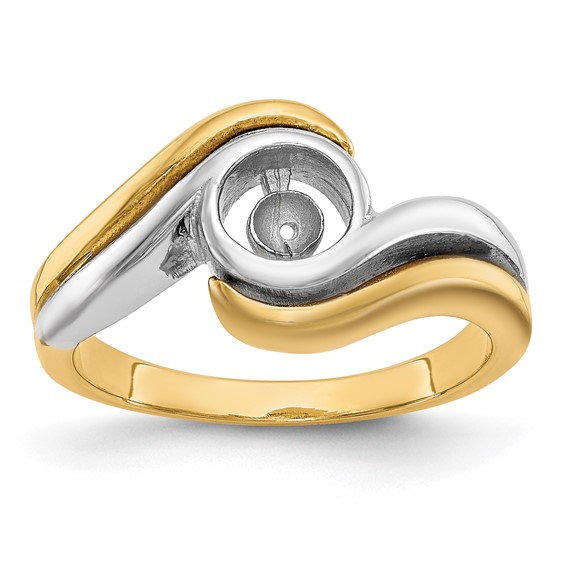 14k Two-tone Peg Set Bypass Solitaire Engagement Ring Mounting