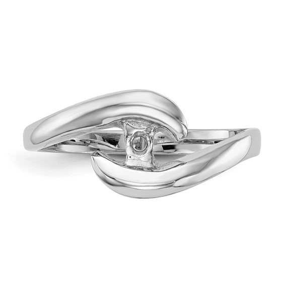 14k White Gold Peg Set Bypass Solitaire Engagement Ring Mounting