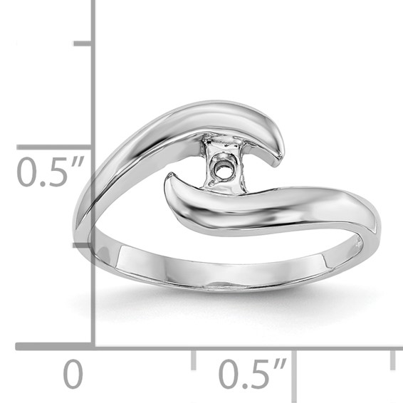 14k White Gold Peg Set Bypass Solitaire Engagement Ring Mounting