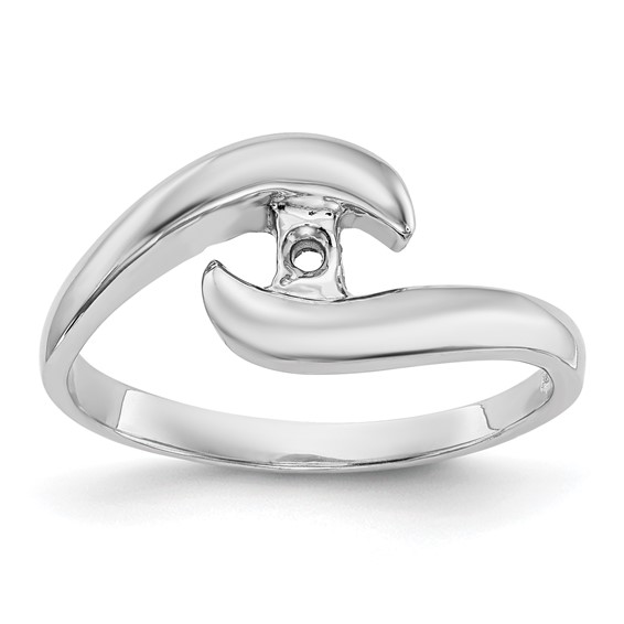 14k White Gold Peg Set Bypass Solitaire Engagement Ring Mounting