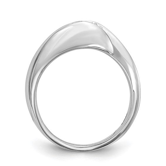 14k White Gold (Holds 1/2 carat (5.2mm) Round) Half-Bezel Bypass Solitaire Engagement Ring Mounting