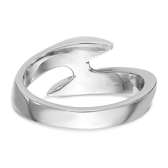 14k White Gold (Holds 1/2 carat (5.2mm) Round) Half-Bezel Bypass Solitaire Engagement Ring Mounting