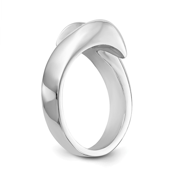 14k White Gold (Holds 1/2 carat (5.2mm) Round) Half-Bezel Bypass Solitaire Engagement Ring Mounting