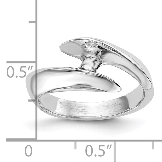 14k White Gold (Holds 1/2 carat (5.2mm) Round) Half-Bezel Bypass Solitaire Engagement Ring Mounting