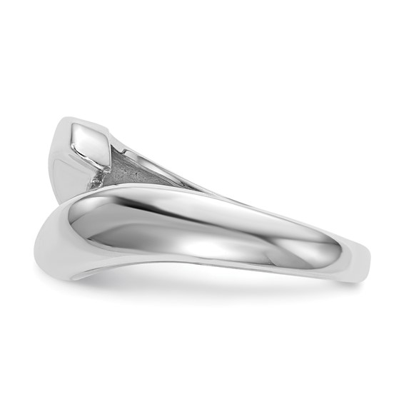 14k White Gold Peg Set Bypass Solitaire Engagement Ring Mounting