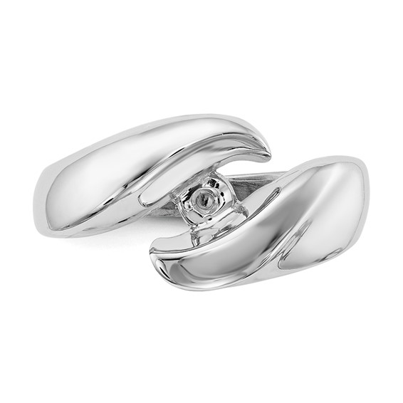 14k White Gold Peg Set Bypass Solitaire Engagement Ring Mounting