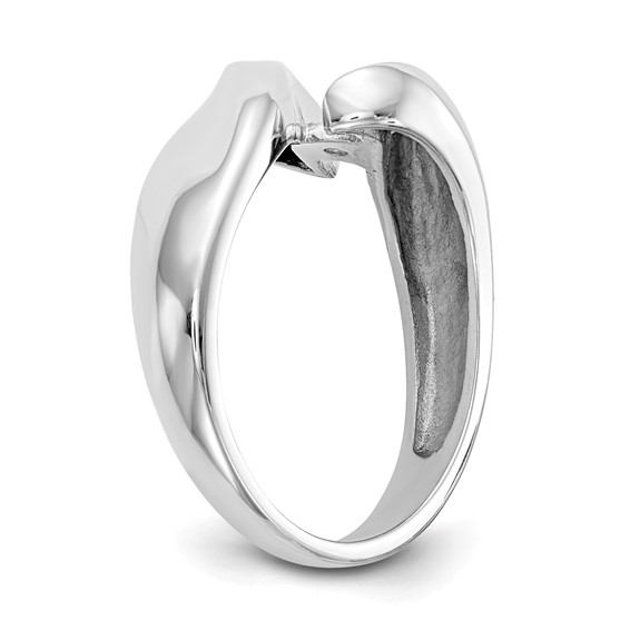 14k White Gold Peg Set Bypass Solitaire Engagement Ring Mounting