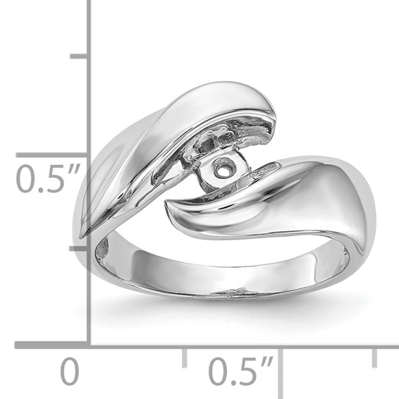 14k White Gold Peg Set Bypass Solitaire Engagement Ring Mounting