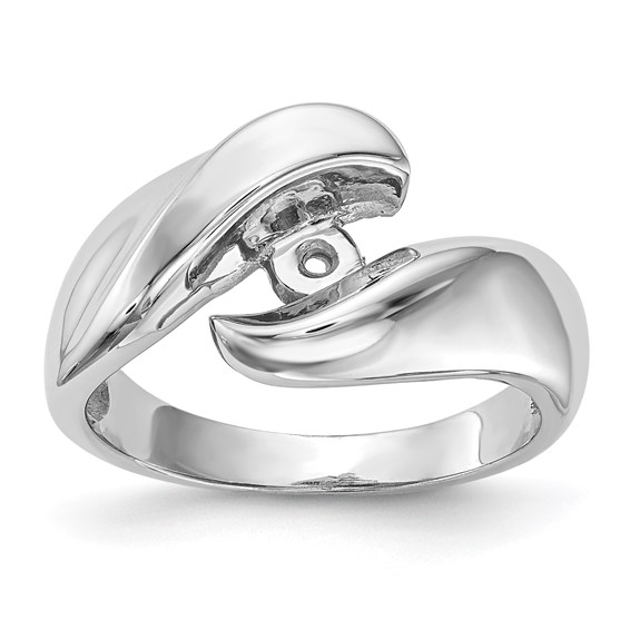 14k White Gold Peg Set Bypass Solitaire Engagement Ring Mounting