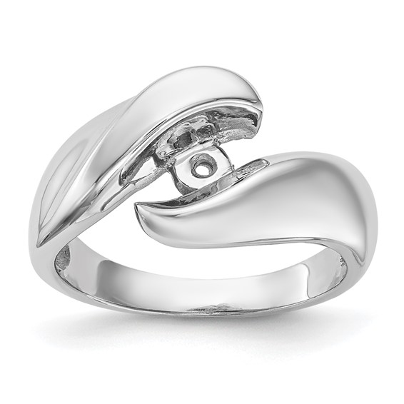 14k White Gold Peg Set Bypass Solitaire Engagement Ring Mounting