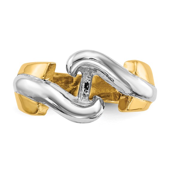 14k Two-tone Peg Set Bypass Solitaire Engagement Ring Mounting