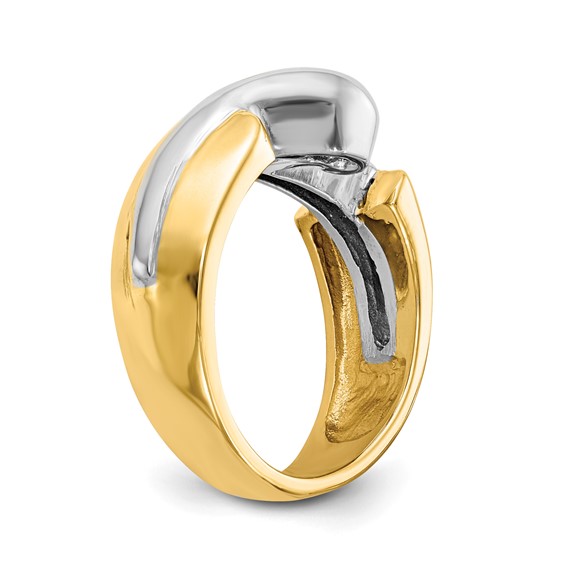 14k Two-tone Peg Set Bypass Solitaire Engagement Ring Mounting