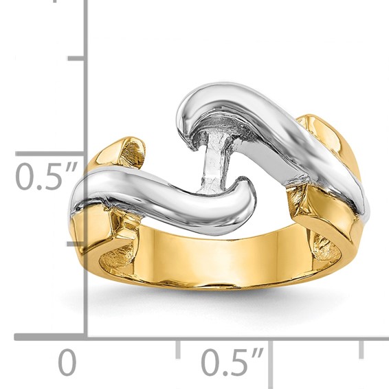 14k Two-tone Peg Set Bypass Solitaire Engagement Ring Mounting