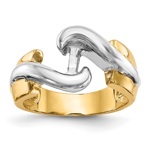 14k Two-tone Peg Set Bypass Solitaire Engagement Ring Mounting