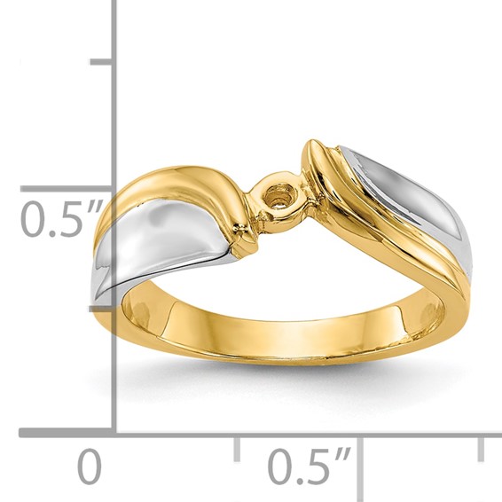 14k Two-tone Peg Set Bypass Solitaire Engagement Ring Mounting