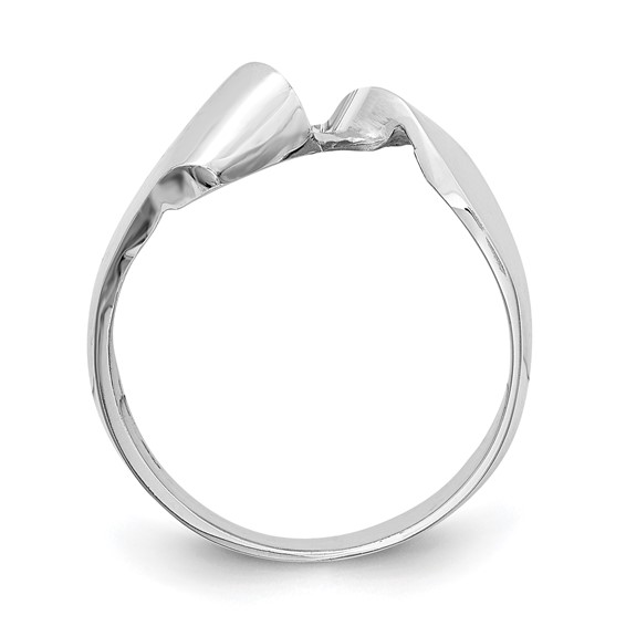 14k White Gold Peg Set Bypass Solitaire Engagement Ring Mounting