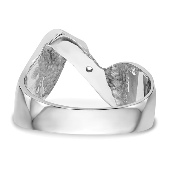 14k White Gold Peg Set Bypass Solitaire Engagement Ring Mounting