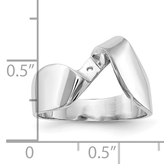 14k White Gold Peg Set Bypass Solitaire Engagement Ring Mounting