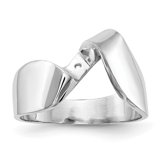 14k White Gold Peg Set Bypass Solitaire Engagement Ring Mounting