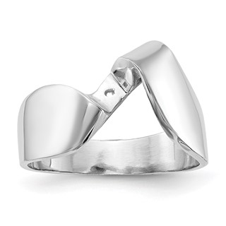 14k White Gold Peg Set Bypass Solitaire Engagement Ring Mounting