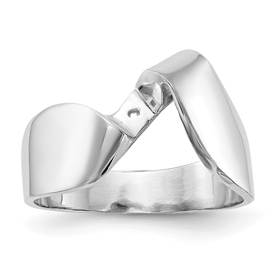 14k White Gold Peg Set Bypass Solitaire Engagement Ring Mounting