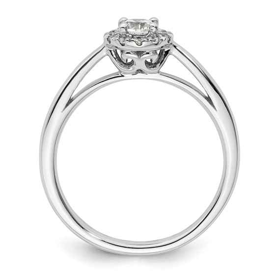 14k White Gold Halo (Holds 1/4 carat (4.00mm) Round Center) 1/8 carat Diamond Semi-mount Engagement Ring