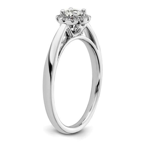 14k White Gold Halo (Holds 1/4 carat (4.00mm) Round Center) 1/8 carat Diamond Semi-mount Engagement Ring
