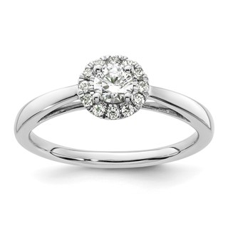 14k White Gold Halo (Holds 1/4 carat (4.00mm) Round Center) 1/8 carat Diamond Semi-mount Engagement Ring