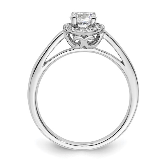 14k White Gold Halo (Holds 1/2 carat (5.1mm) Round Center) 1/5 carat Diamond Semi-mount Engagement Ring