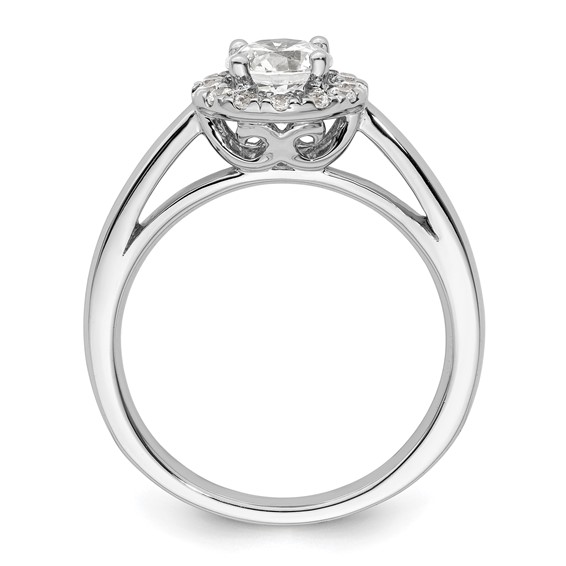 14k White Gold Halo (Holds 3/4 carat (5.8mm) Round Center) 1/4 carat Diamond Semi-mount Engagement Ring