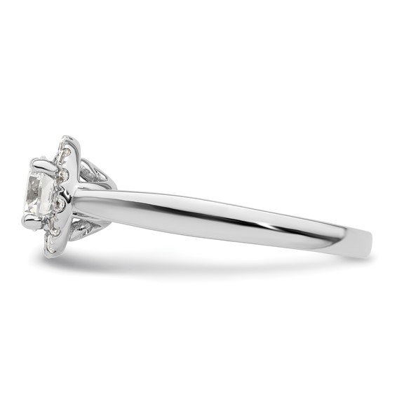14k White Gold Halo (Holds 3/4 carat (5.8mm) Round Center) 1/4 carat Diamond Semi-mount Engagement Ring