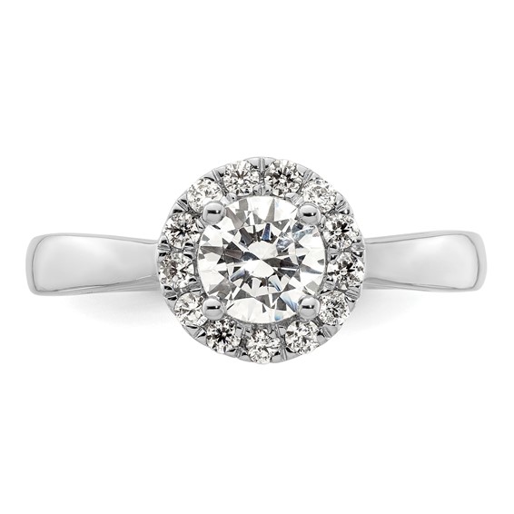 14k White Gold Halo (Holds 3/4 carat (5.8mm) Round Center) 1/4 carat Diamond Semi-mount Engagement Ring