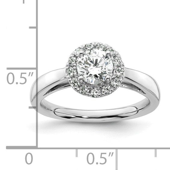 14k White Gold Halo (Holds 3/4 carat (5.8mm) Round Center) 1/4 carat Diamond Semi-mount Engagement Ring