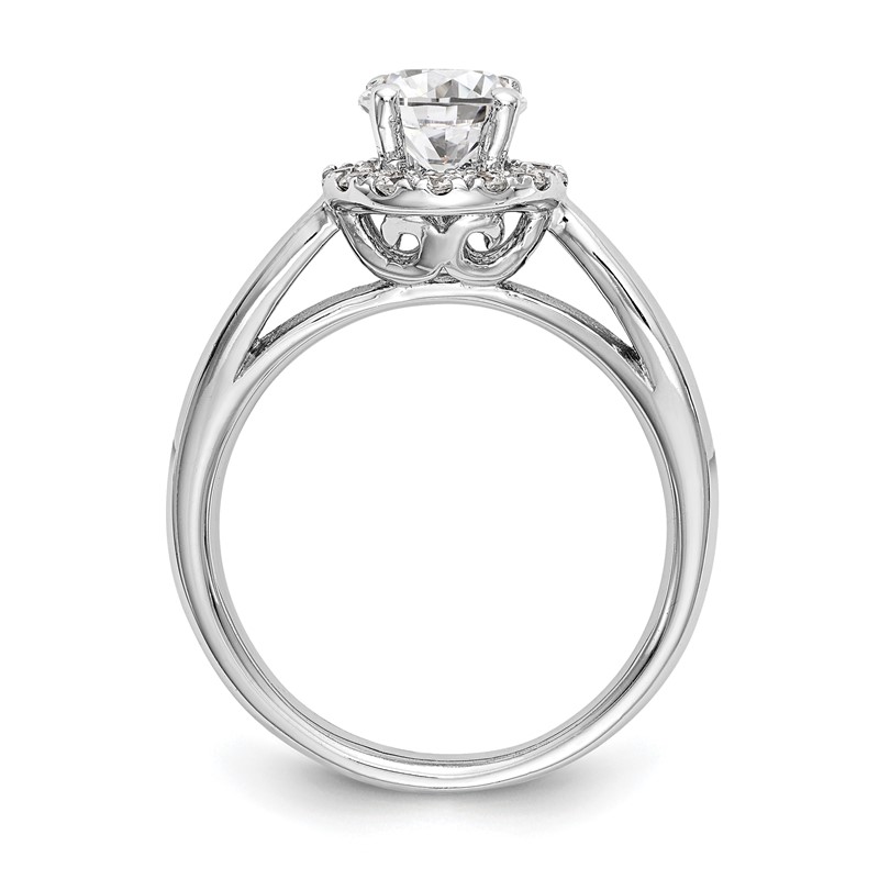 14k White Gold 1/3 carat Lab Grown Diamond VS/SI+ G+ 1 carat Center Round Semi Mount Halo Engagement Ring