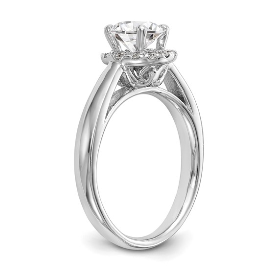 14k White Gold Halo (Holds 1 carat (6.5mm) Round Center) 1/3 carat Diamond Semi-mount Engagement Ring