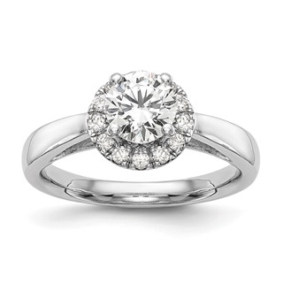 14k White Gold Halo (Holds 1 carat (6.5mm) Round Center) 1/3 carat Diamond Semi-mount Engagement Ring