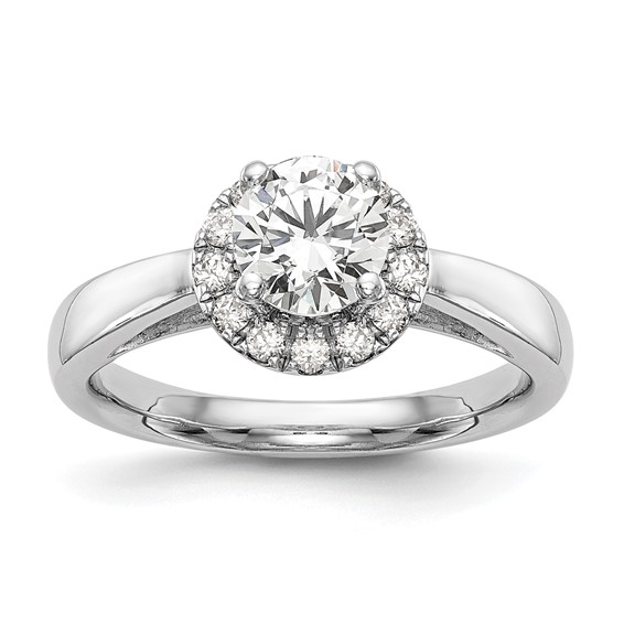 14k White Gold Halo (Holds 1 carat (6.5mm) Round Center) 1/3 carat Diamond Semi-mount Engagement Ring