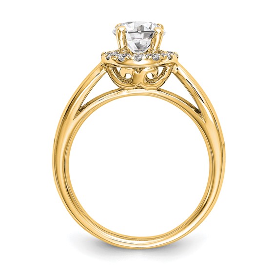 14k Yellow Round Halo Diamond Semi-mount Engagement Ring