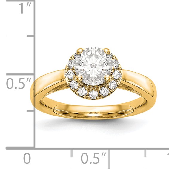 14k Yellow Round Halo Diamond Semi-mount Engagement Ring