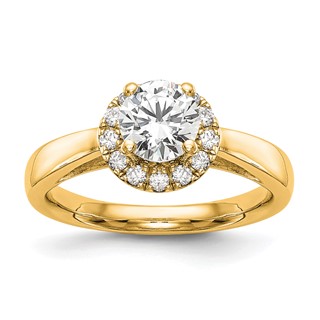 14k Yellow Round Halo Diamond Semi-mount Engagement Ring