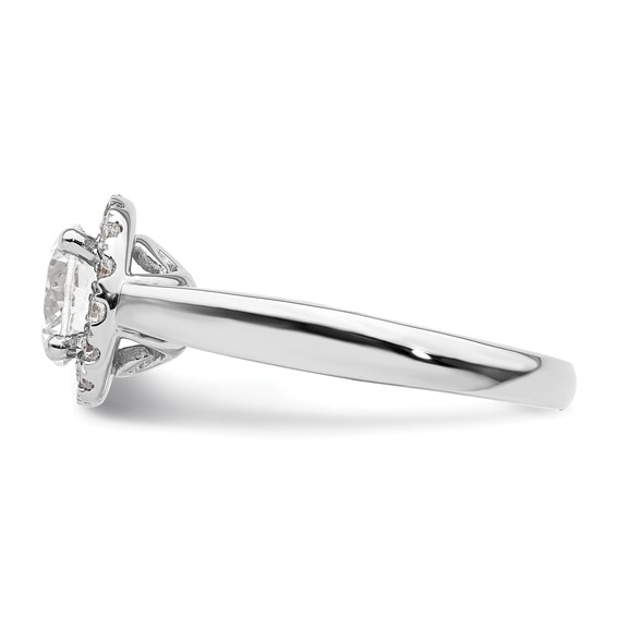 14k White Gold Halo (Holds 1.5 carat (7.5mm) Round Center) 3/8 carat Diamond Semi-mount Engagement Ring