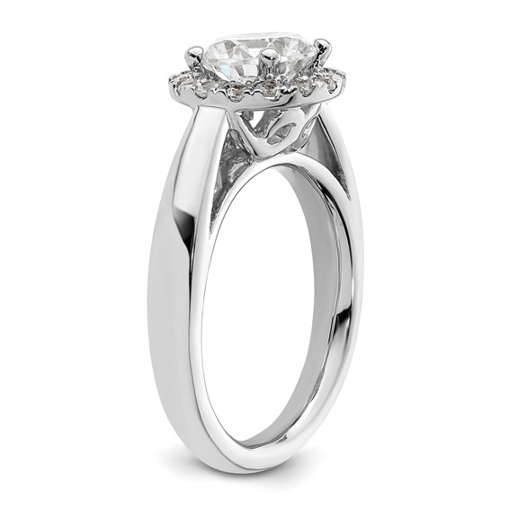 14k White Gold Halo (Holds 1.5 carat (7.5mm) Round Center) 3/8 carat Diamond Semi-mount Engagement Ring