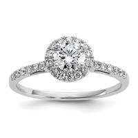 14K White Gold 0.75 Carat Lab Grown Diamond VS SI+ G+ Complete Halo Engagement Ring view 1