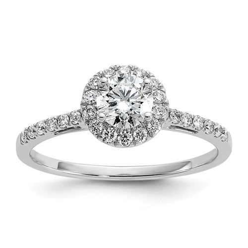 14k White Gold 3/4 carat Lab Grown Diamond VS/SI+ G+ Complete Size 9 Halo Engagement Ring