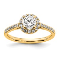 14K Yellow Gold 0.75 Carat Lab Grown Diamond VS SI+ G+ Complete Halo Engagement Ring view 1